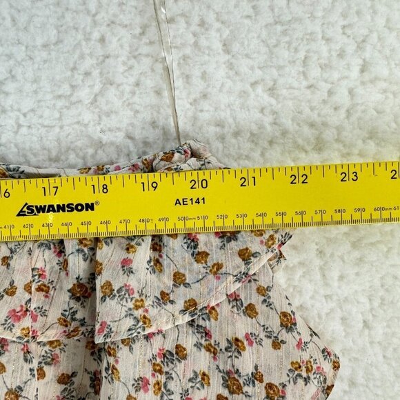 Torrid Floral Print Ruffled On-Shouler Top Womens Cream Chiffon Plus Size 2X - Picture 8 of 10